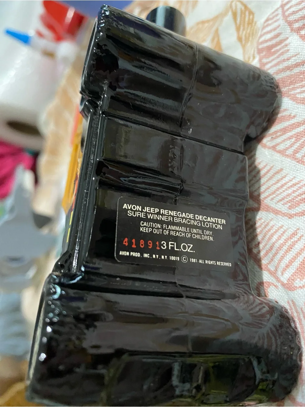 1981 Avon Jeep Renegade Decanter. “Sure Winner Bracing Lotion” Intact. #41691 EC